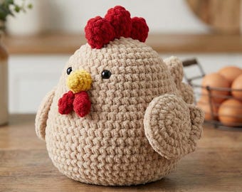 Chunky Chicken Crochet Pattern, Beginner Amigurumi Hen (Digital Download PDF)
