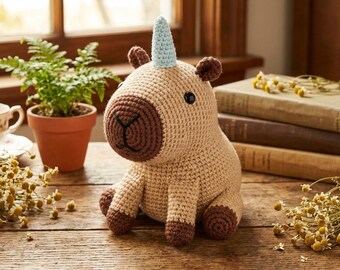 Capybara Crochet Pattern | Unicorn Capycorn Amigurumi Plushie (PDF Download)