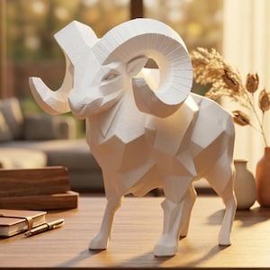 Widder-Statue, Sternzeichen-Skulptur, geometrische Low-Poly-Widder-Dekoration, 3D-gedrucktes Astrologie-Geschenk, individuelle Größe und Farbe, Geburtstagsgeschenk