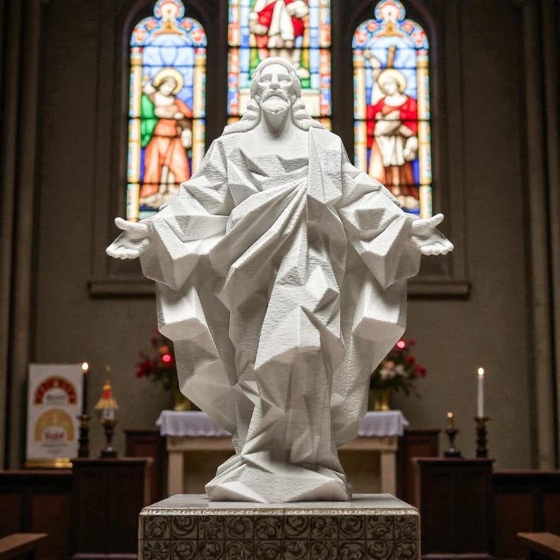Geometric Jesus Christ Statue | Modern Christian Decor | Minimalist ...