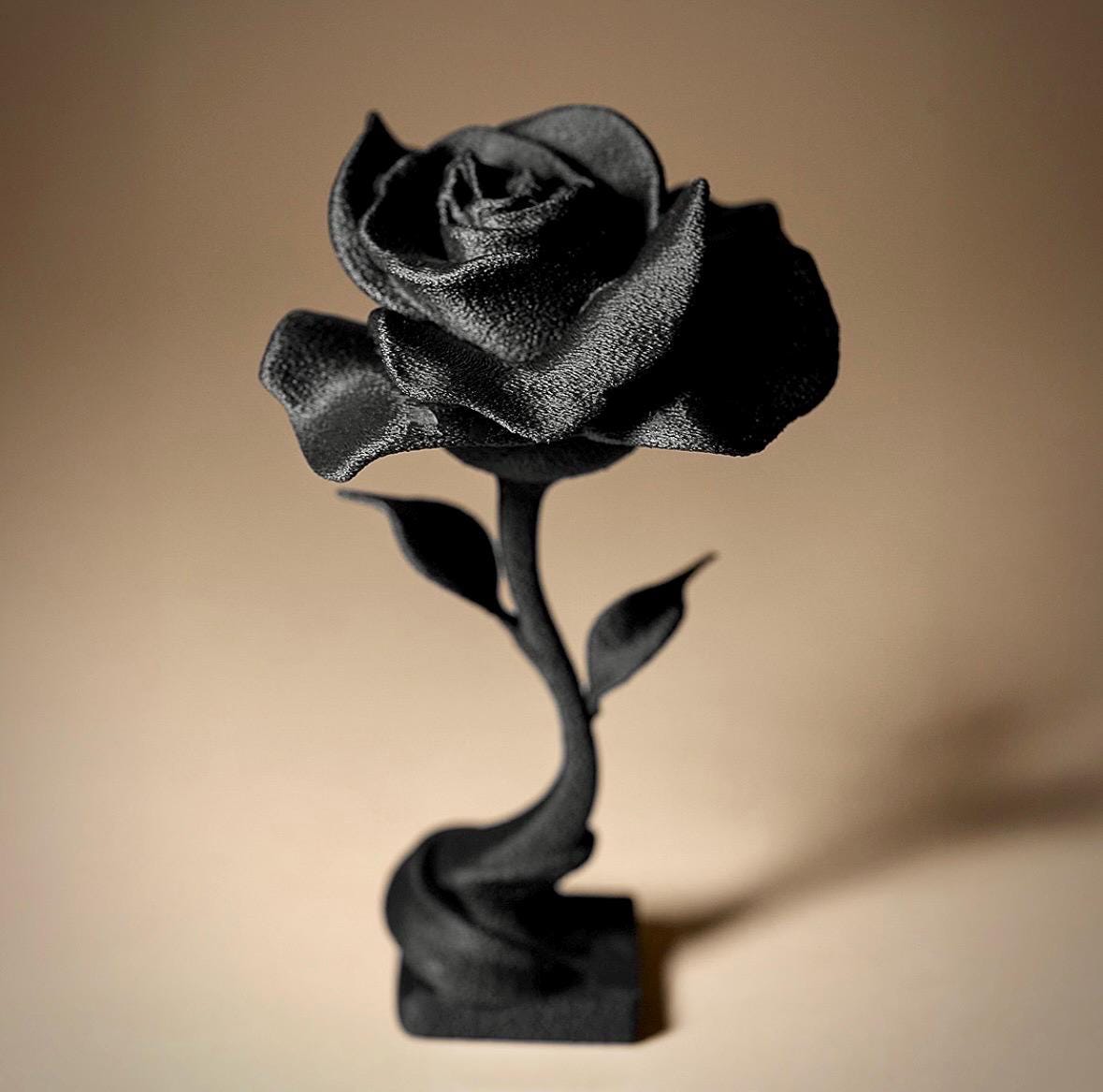 Black Rose Sculpture | Dark Rose Figurine | Rose Lover Gift, Valentine ...