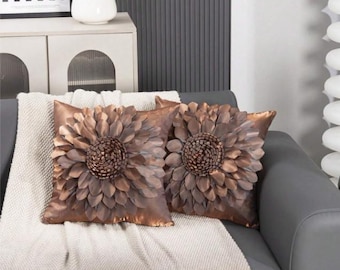 Handmade 3D Flower Pillow Cover, Soft Velvet Cushion