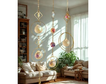 Moon & Sun Crystal Suncatcher, Rainbow Maker Wall Hanging, Mother's Day Gift, Anniversary Gift