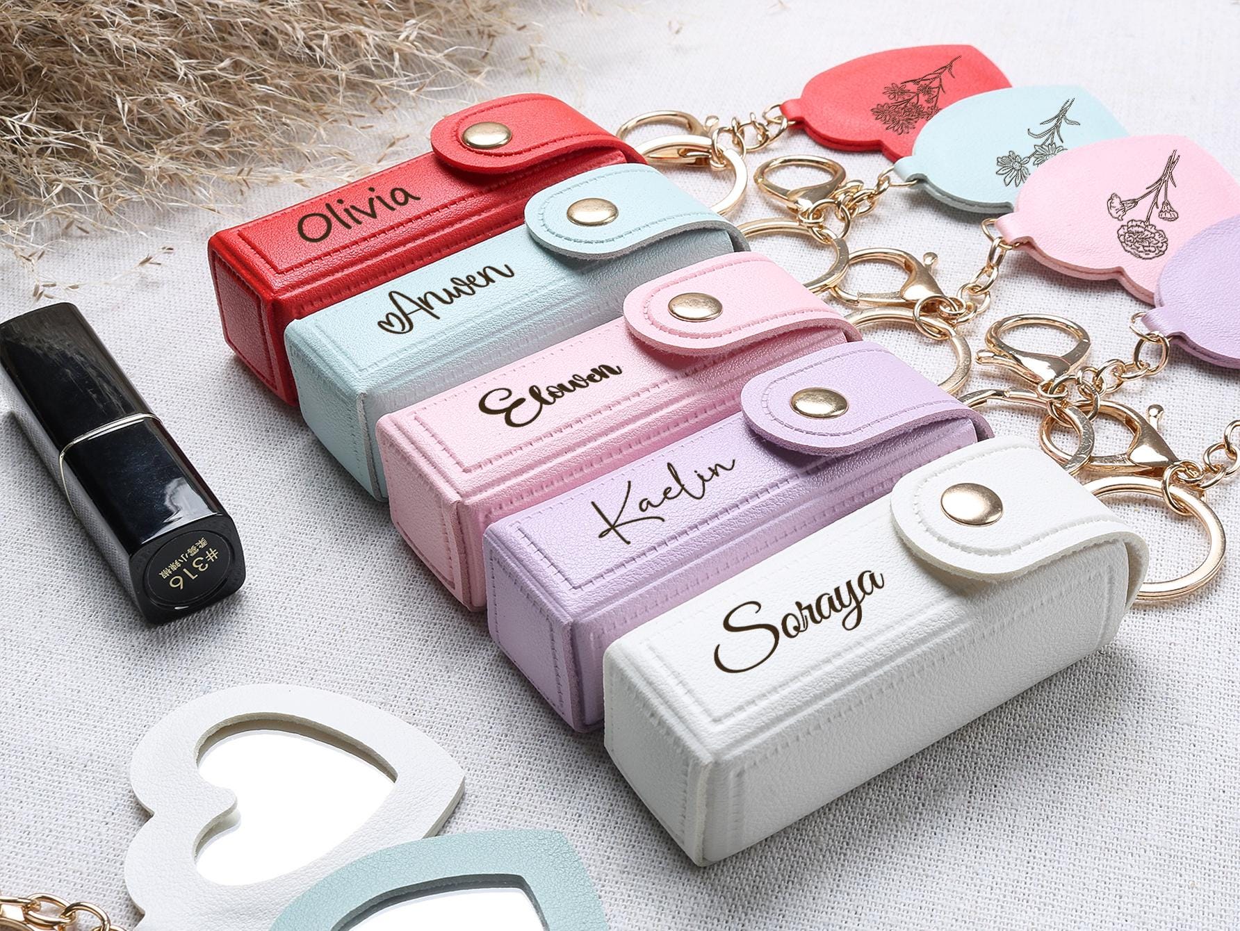 Confezione Da 10 Portachiavi Porta Rossetto – Custodia Compatta Per Balsamo Labbra E Lucidalabbra, Regalo Personalizzabile Per Donne, Multicolore