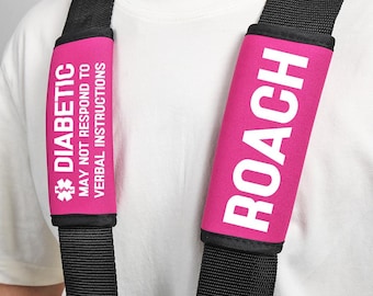 Custom Emergency Alert Carseat Straps—Custom Name & Text Set of 2,Thoughtful Gift for Kids with Allergies,Autism,and Families