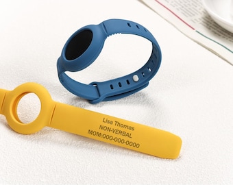 Personaliseer luchttaghouder, medische ID-armband, allergiehorlogeband, ID-armband voor kinderen, voor kinderen, volwassenen en senioren, 7 kleuren