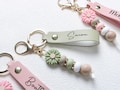 Custom Name Keychain,Daisy Beaded Bag Charm,Personalized Keychain,Back to School or Friendship Gift product logo