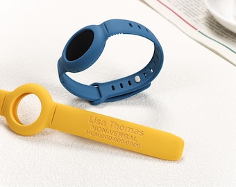 Personalisieren Sie Airtag Inhaber, Medizinisch ID Armband, Allergiker Armband, Kinder ID Armband, Für Kinder, Erwachsene & Senioren, 7 Farben