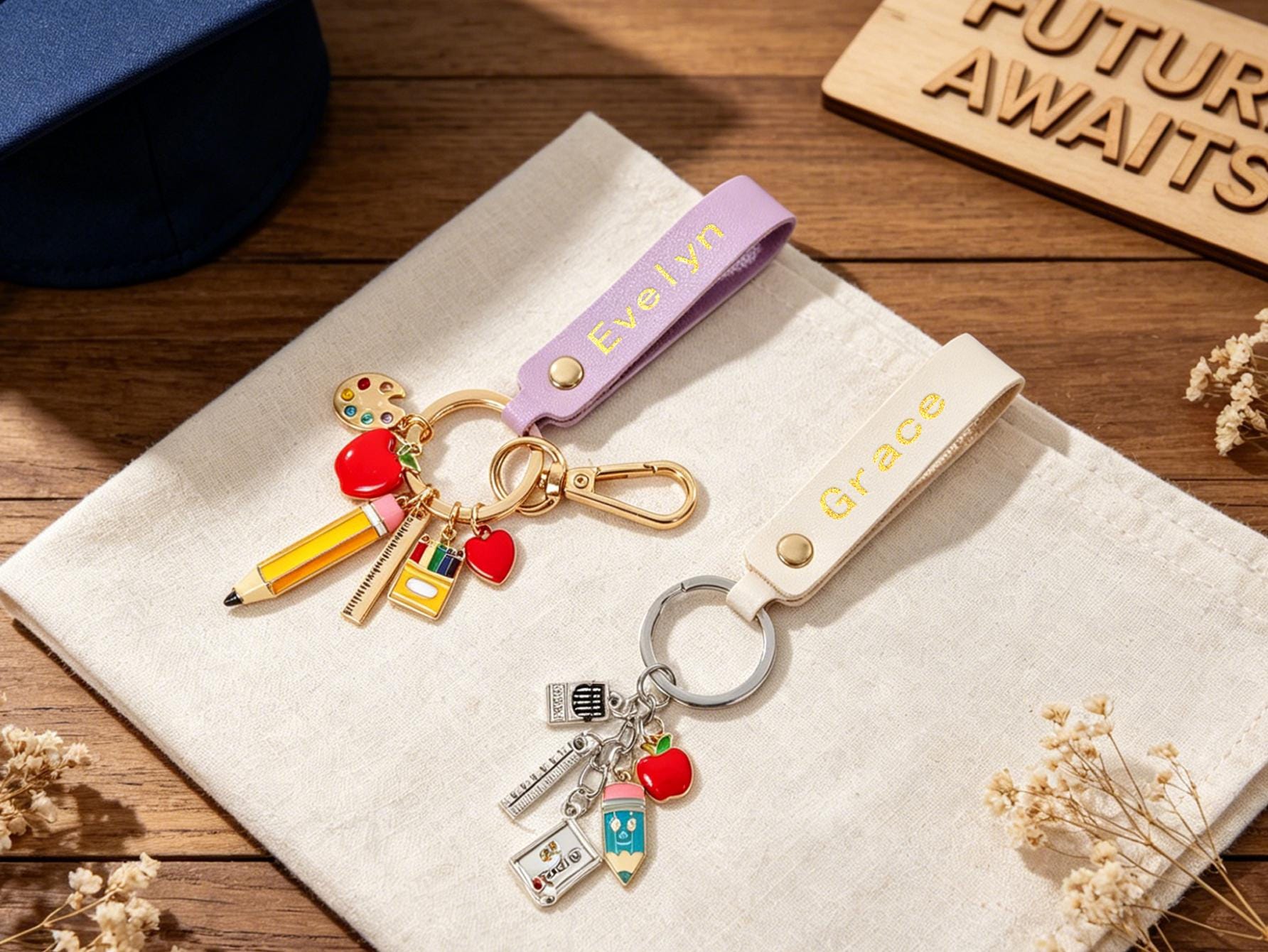 Teacher Appreciation Gift, Personalized Teacher Keychain, Custom…