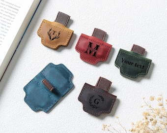 Personalized Engraved Leather Magnetic Bookmark with Pen Holder,Thoughtful Gift for Teachers, Students & Book Lovers,Custom Name Bookmark