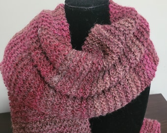Sweet Lullabiez Handmade Lovely Scarf Burgundy Brown Magenta Super Long and Wide Knit Wool Blend Stripe Scarf Ombre Stripe 75