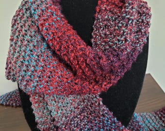 Sweet Lullabiez Handmade Purple Red Blue Knit Scarf Colorblock Ombre Stripe 94