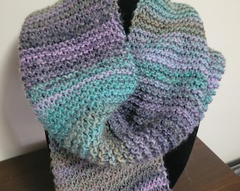 Sweet Lullabiez Handmade Breathe Scarf Purple Turquoise Blue Gray Olive Super Long and Wide Knit Wool Blend Stripe Scarf Ombre Stripe 108