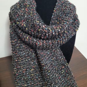 Sweet Lullabiez Handmade Black Rainbow Heathered Tweed Scarf Black White Red Blue Yellow Green Orange Long Wide Knit Polyester Scarf 134