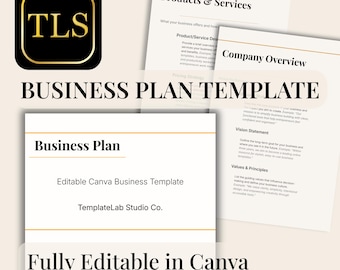 Plantilla de plan de negocios editable en Canva / Plan de negocios para pequeñas empresas / Planificador imprimible para startups / Herramienta de planificación para emprendedores