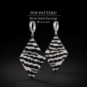 Brick Stitch Earrings Pattern – Zebra Print  Design PDF, Delica 11/0