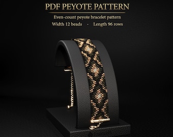 Snake Skin Peyote Bracelet Pattern 12 columns - PDF Download, Miyuki Delica 11/0
