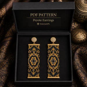 Modèle PDF de boucles d'oreilles Peyote persanes – Design ethnique géométrique Delica 11/0