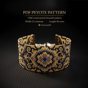 Persian Tribal Peyote Bracelet Pattern, Odd Count Moroccan Geometric Cuff, Ethnic Bead Loom Pattern PDF