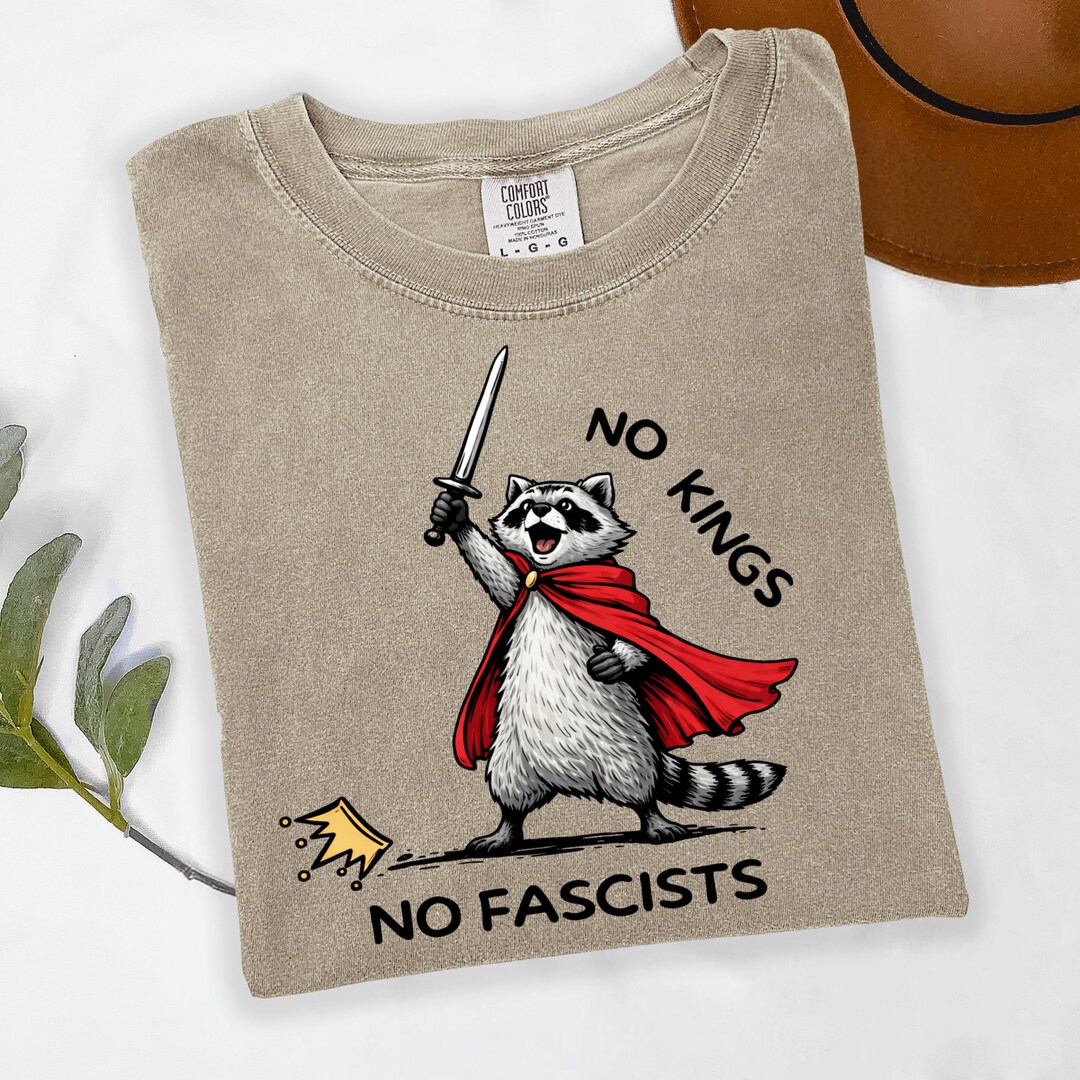 No Kings No Fascists Shirt, Anti Fascist Raccoon Tee, Raccoon Meme ...