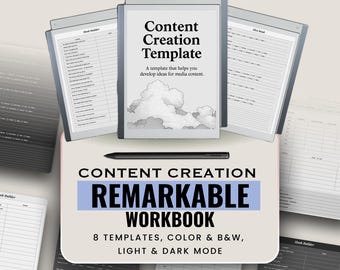 Content Creation Kit for reMarkable | Social Media Planner PDF | Light and Dark Mode