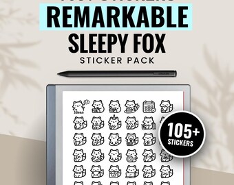 Sleepy Fox Digital Sticker Kit for E-ink Tablets | Cute Digital Paper Notes Bundle
