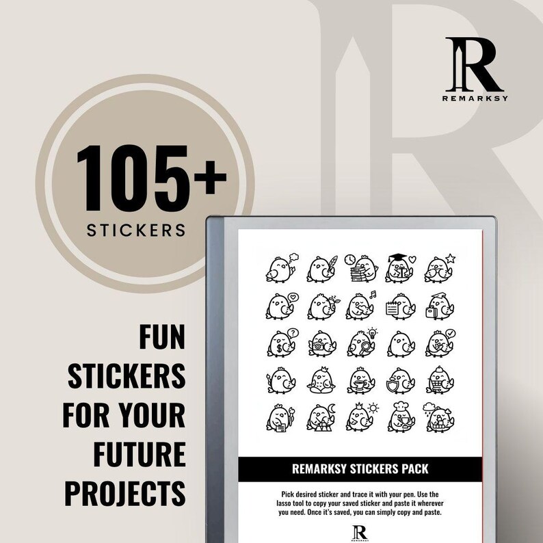 Cute Birds Remarkable E-ink Tablet Stickers Kit | Digital Planner Notes ...