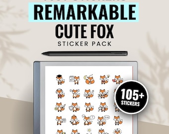Cute Fox Kit Digital Stickers for e-ink Tablet Notes Planner Journal Digital Paper Bundle