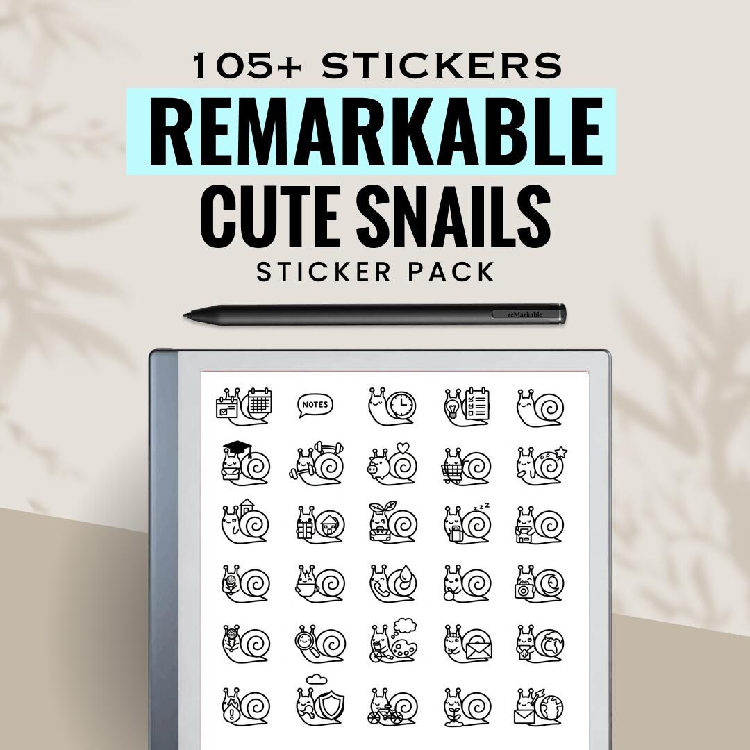 Snail Taking Notes Cute Snails Remarkable E-ink Notes Stickers Bundle - Etsy