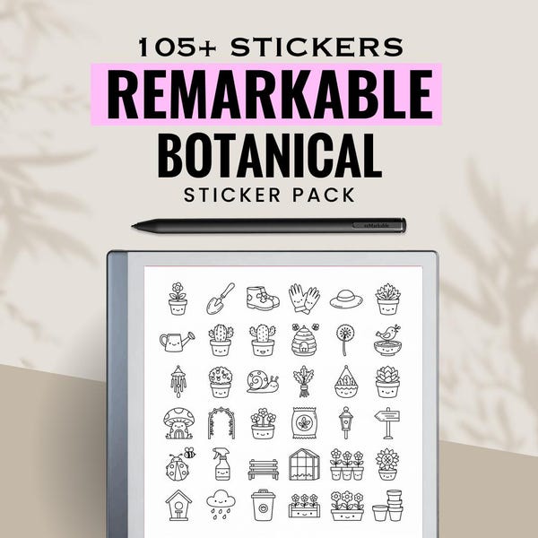 Kit d'autocollants botaniques remarquables, lot d'autocollants notes pour tablettes d'encre électronique, agenda numérique de plantes