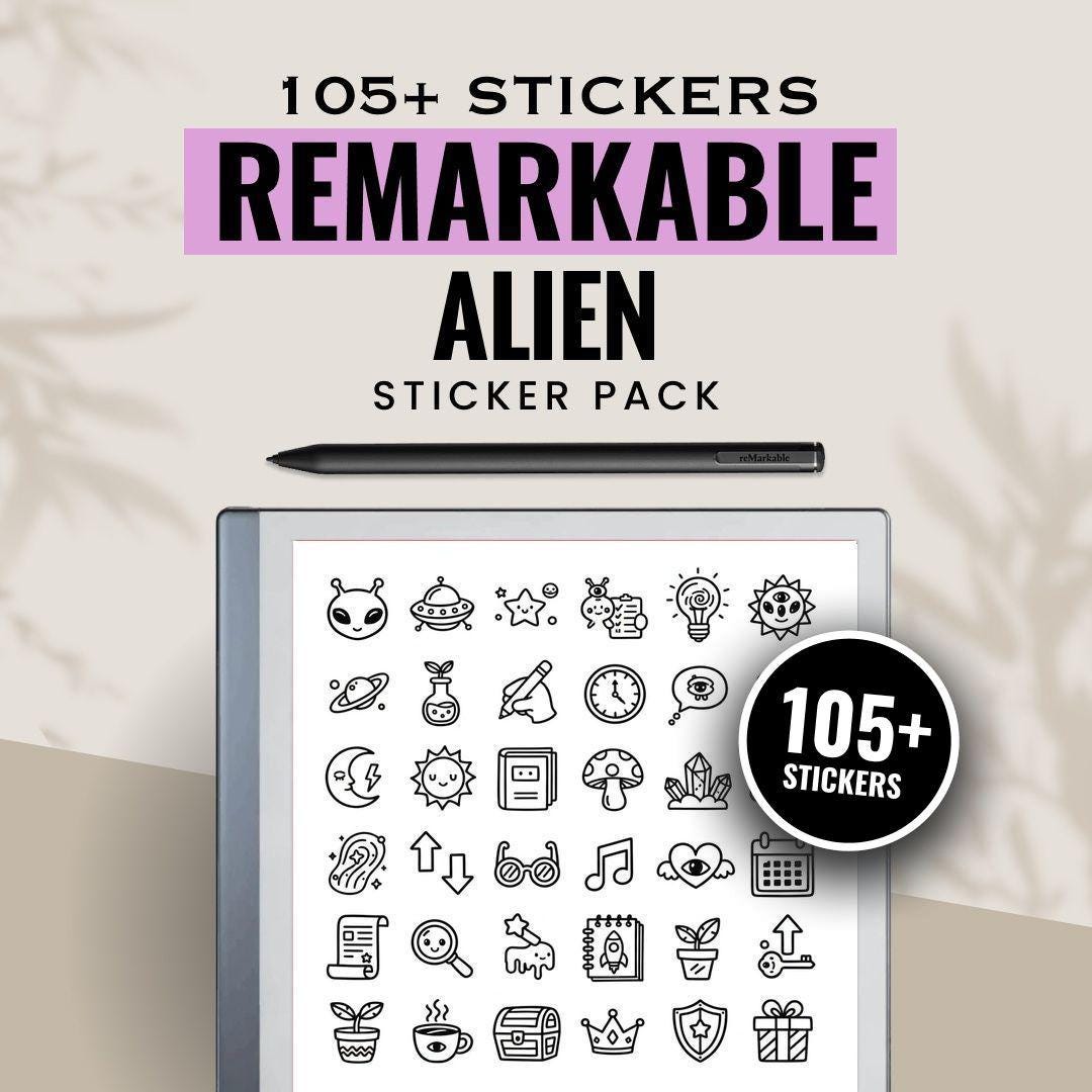 Alien Remarkable Notes Stickers Bundle | E-ink Tablet Digital Kit - Etsy
