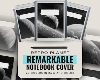 Planet Notebook Covers for reMarkable | 20 Minimal Space Covers PDF | Black & White + Color