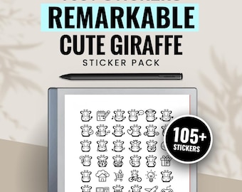 Cute Giraffe e-ink Tablet Stickers Kit | Digital Paper Notes Sticker Bundle