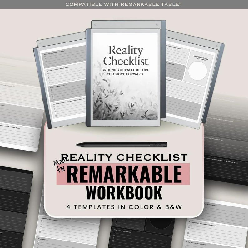Reality Checklist Workbook for Designed for Remarkable | Decision Clarity & Grounding Pages PDF | Minimal Mental Reset Tool image 1