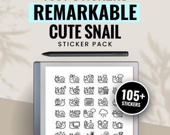 Cute Snail Digital Stickers Kit | E-ink Tablet Planner & Notes Graphics | Paper Tablet Digital Decor