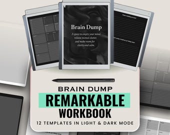 Brain Dump Workbook for Designed for Remarkable | Light & Dark Mode PDF for Mental Clarity