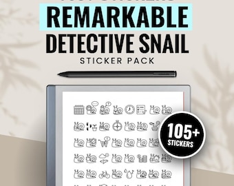 Detective Snail Digital Sticker Kit for Remarkable E-Ink Tablet | Notes, Planner & Journal Stickers Bundle