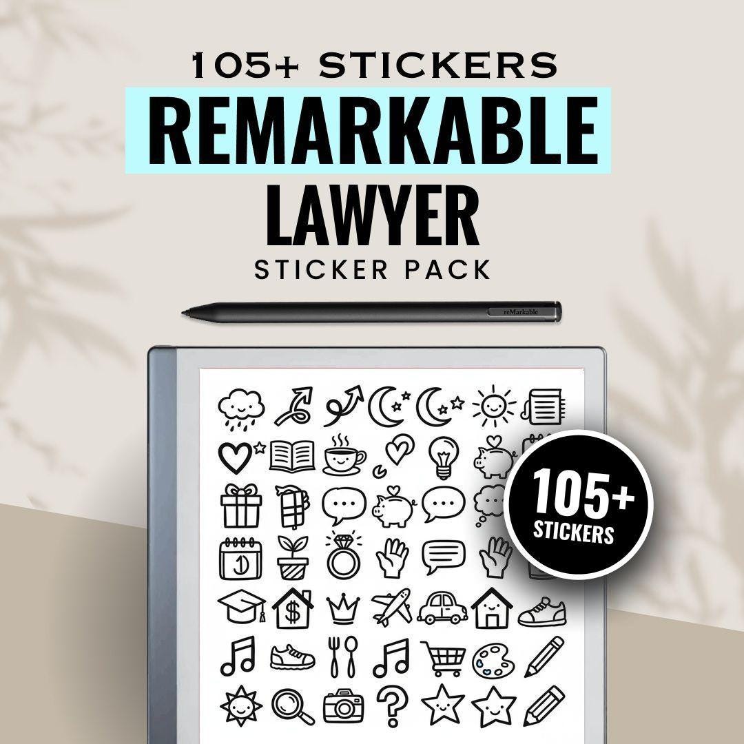 Designed for Remarkable Lawyer Stickers Kit | Legal E-ink Tablet Notes ...