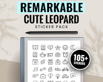Cute Leopard Digital Sticker Kit | e-Ink Tablet Planner Notes Bundle