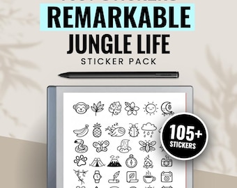 Jungle Life E-Ink Tablet Stickers Kit | Digital Planner Bundle for E-Paper Devices | Wildlife Digital Notes Decals