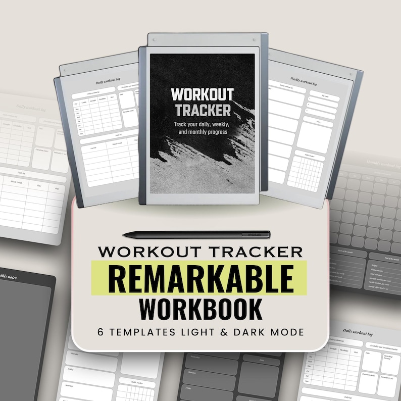 Workout Tracker Remarkable Templates | Daily Weekly Monthly Fitness Log ...