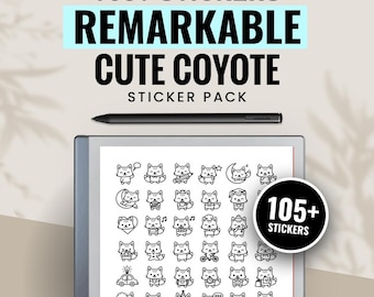 Cute Coyote Kit Digital Stickers Bundle | E-Ink Tablet & Planner Decals