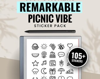 Picnic Vibe Digital Stickers Kit for e-Ink Tablets | Notebook Sticker Bundle | Planner Notes Decals