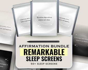 Affirmation Screen Saver Bundle for reMarkable | 50+ Motivational Sleep Screens PDF