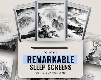 Xieyi reMarkable Screen Saver Bundle | Minimal Lock Screen PDFs | Sleep Screens