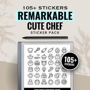 Kit di adesivi digitali a tema chef / Set per appunti e agenda con tablet e-Ink / Adesivi digitali a tema cucina