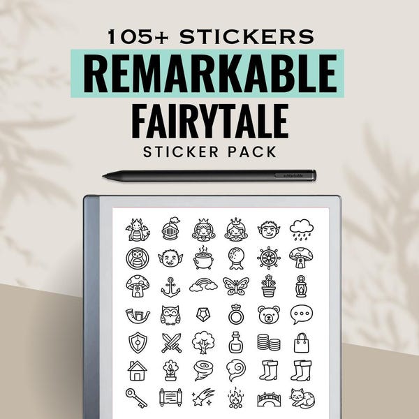 Lot d'autocollants numériques de conte de fées | Kit de notes pour tablette à encre électronique