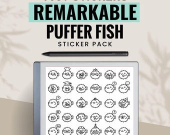 Puffer Fish Remarkable Digital Stickers Bundle for e-ink Tablet Notes