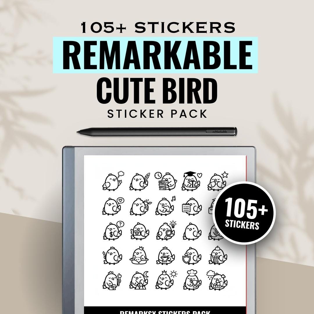 Cute Birds Remarkable E-ink Tablet Stickers Kit | Digital Planner Notes ...