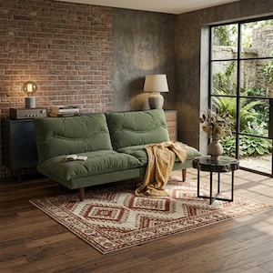 Modern Futon Sofa Bed, Convertible Loveseat Sleeper, Adjustable Couch for Small Apartments, Minimalist Space.